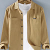 Men's Plus Size Button Up Long Sleeve Shirt - Khaki