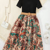 Children's Printed Short Sleeve Dress - Tan