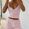 V-Neck Cami and Shorts Set - Pink