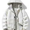 Men's Full Size Hooded Fleece Lined Windproof Jacket Plus Size - Apricot