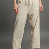 Umgee Full Size Drawstring Elastic Waistband Linen Blend Pants Plus Size - OATMEAL