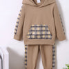 Children's Plaid Hoodie and pants Set - Camel