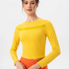 Round Neck Long Sleeve Active T-Shirt - Neon Yellow
