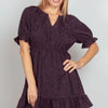 VERY J Floral Textured Woven Ruffled Mini Dress - BLACK