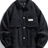 Men's Plus Size Corduroy Button-Down Jacket - Black