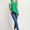 Celeste Full Size Solid Color Top with Ruffle Layered Sleeves Plus Size - GREEN