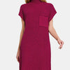 Zenana Mock Neck Short Sleeve Sweater Dress - Cabernet