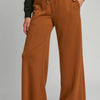 Umgee Drawstring Wide Leg Pants with Pockets - Terracotta