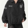 Men's Collared Neck Long Sleeve Sweatshirt - Black
