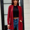 Basic Bae Full Size Open Front Long Sleeve Cardigan with Pockets - Deep Red