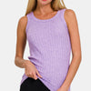 Zenana Ribbed Round Neck Tank - LAVENDER