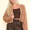 VERY J Shaggy Yarn Knit Zip Up Jacket - Mocha
