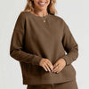 Double Take Full Size Texture Long Sleeve Top and Drawstring Shorts Set - Chestnut