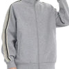 Men's Plus Size Striped Sleeve Zip-Up Sweatshirt - Flower Ash