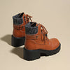 Round Toe Block Heels Boots - Dark Brown