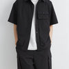 Men's Plus Size Button Up Short Sleeve Shirt and Shorts Set - Black