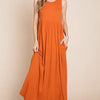 BOMBOM Sleeveless Maxi Dress with Pockets - RUST