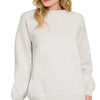 Zenana Fleece Crewneck Long Sleeve Sweatshirt - BONE