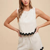 Annie Wear Ric Rac Trim Detailed Top & Shorts Set - NATURAL