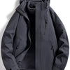 Men's Full Size Zip Up Hooded Waterproof Outdoor Jacket Plus Size - Dark Gray