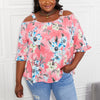 Sew In Love Full Size Fresh Take Floral Cold-Shoulder Top - Hot Pink