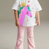 Children's Unicorn Graphic Tee and Striped Pants Set - White