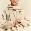 Davi & Dani V-Neck Dropped Shoulder Sweater with Scarf - Cream