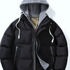Men's Full Size Two-Tone Hooded Puffer Jacket Plus Size - Black