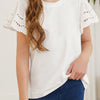 Round Neck Flutter Sleeve T-Shirt - White
