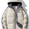 Men's Plus Size Hooded Zip Up Padded Jacket - Beige