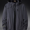Men's Plus Size Hooded Windproof Zip Up Outdoor Jacket - Dark Gray