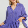 Umgee Plus Size Size Mineral Washed Cotton Gauze Top - Electric Purple