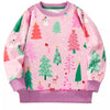 Children's Christmas Tree Print Crew Neck Sweatshirt - Dusty Pink