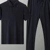 Men's Full Size Button Detail Short Sleeve Polo Plus Size - Black