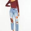 Kancan High Rise Distressed Boyfriend Jeans - MEDIUM