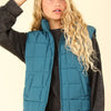 VERY J Zip Up Puffer Padded Warm Vest - Sea Foam