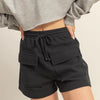 HYFVE Drawstring Waffle Knit Front Pocket Shorts - Black