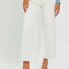 RISEN Tummy Control High Rise Crop Wide Jeans - Cream
