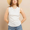 Ces Femme Striped Round Neck Tank - Ivory