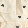 Children's Heart Print Ruffle Trim Bodysuit Dress with Headband - Apricot