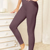 Double Take Wide Waistband Sports Leggings - Chocolate