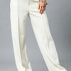 Umgee High Waisted Wide Leg Pants - Ivory
