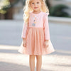 Children's Rabbit Long Sleeve Tulle Dress - Watermelon pink