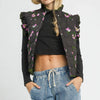 Umgee Ruffled Quilted Floral Snap Down Vest - BROWN MIX