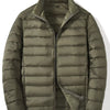 Men's Plus Size Lightweight Zip Up Puffer Jacket - Army Green