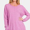 Zenana Front Seam Round Neck Sweater - Moonlit Mauve