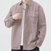 Men's Plus Size Plaid Button Up Long Sleeve Shirt - Red