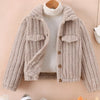 Children's Cozy Fleece Button-Down Jacket - Khaki