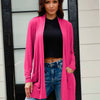 Basic Bae Full Size Open Front Long Sleeve Cardigan with Pockets - Hot Pink