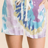 BiBi Tie Dye Casual Shorts With Twill Tape Drawstring - LAVENDER/BLUE